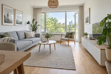 Living room overlooking the park